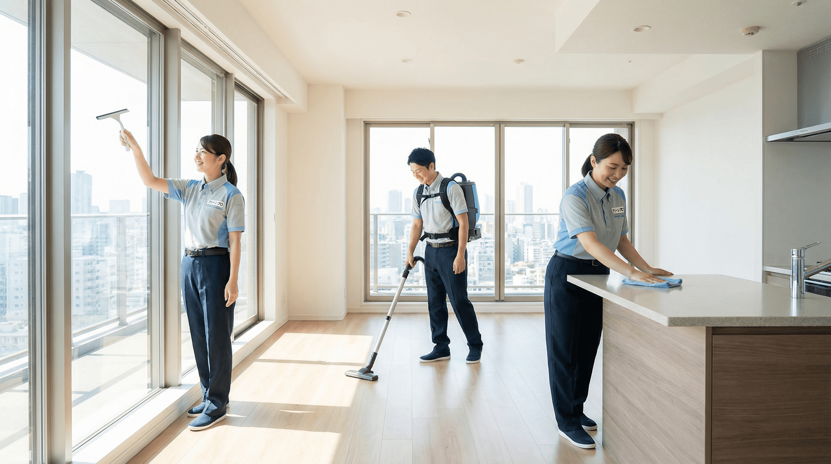 清掃スタッフが作業している様子